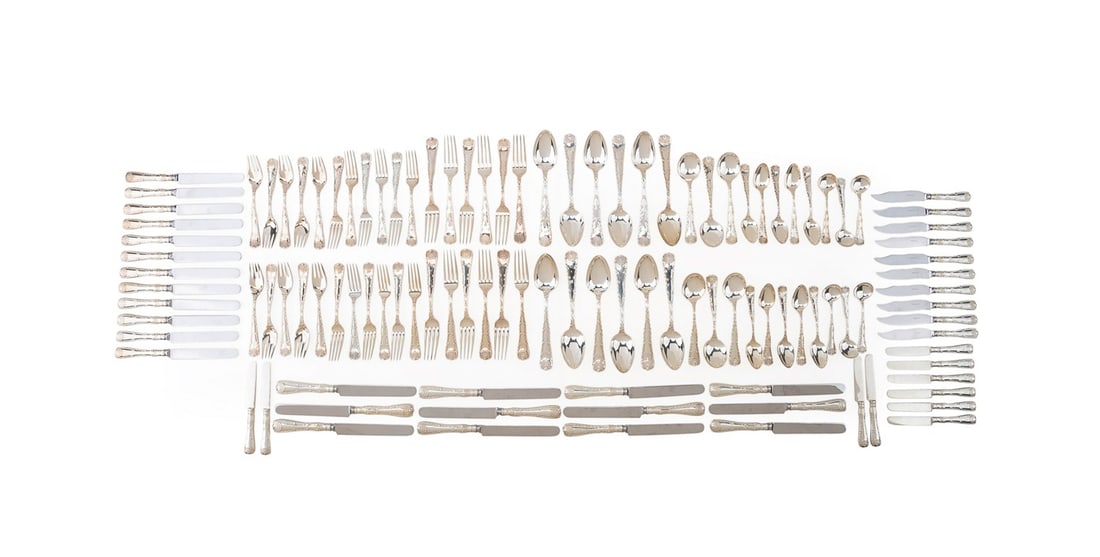 TIFFANY & CO. 'WAVE EDGE' STERLING FLATWARE FOR 10 (1 of 13)
