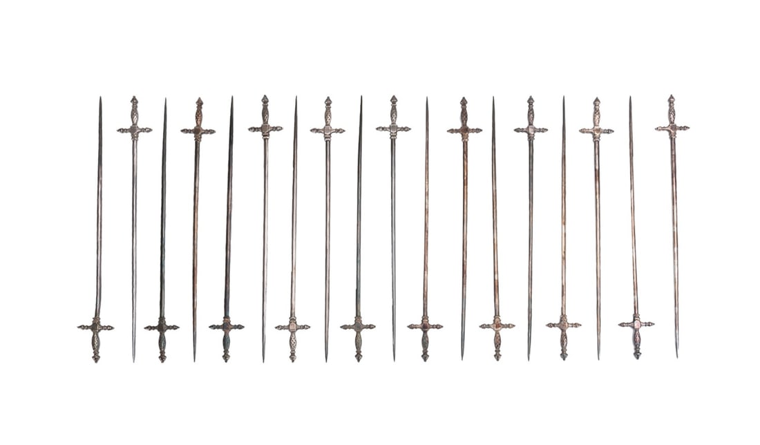CHRISTOFLE, SET OF 18 PLATED SWORD MEAT SKEWERS (1 of 6)