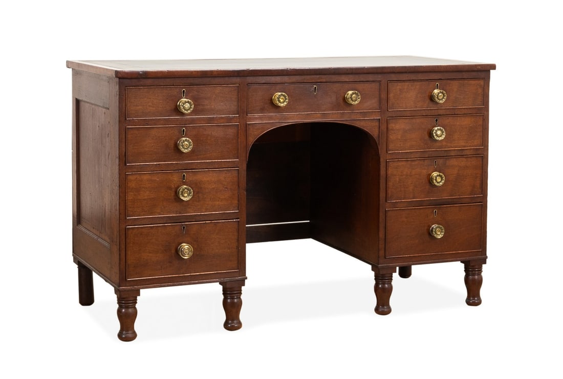 19TH C. WILLIAM IV MAHOGANY KNEEHOLE DESK (1 of 6)
