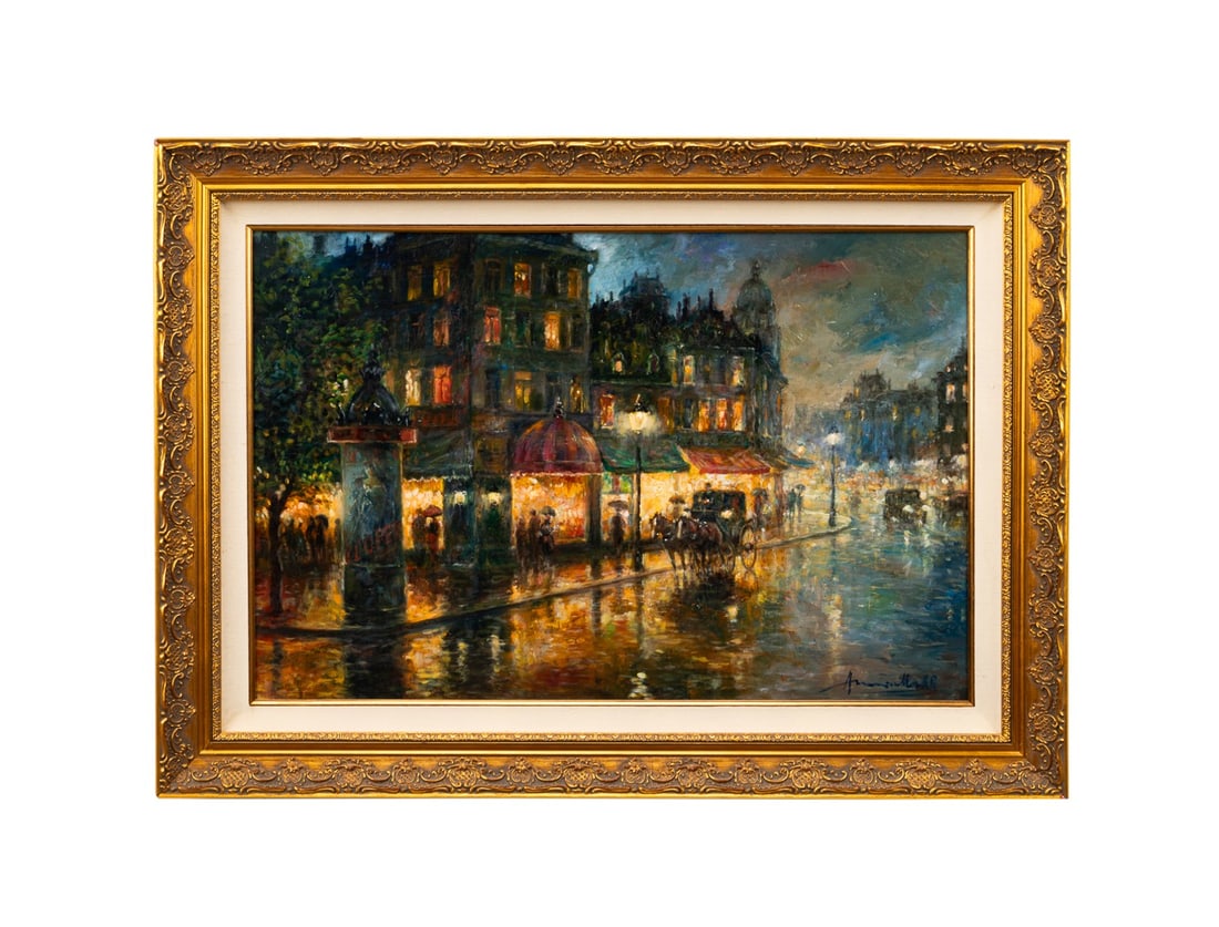 AMERICO MAKK, 'REFLECTED LIGHTS', OIL ON CANVAS: Americo Makk (Hungarian-American, 1927-2015). "Reflected Lights" - oil on canvas, signed "Americo Makk" to LR, signed, titled, and marked with artist stamp to verso. Framed. Provenance: Private