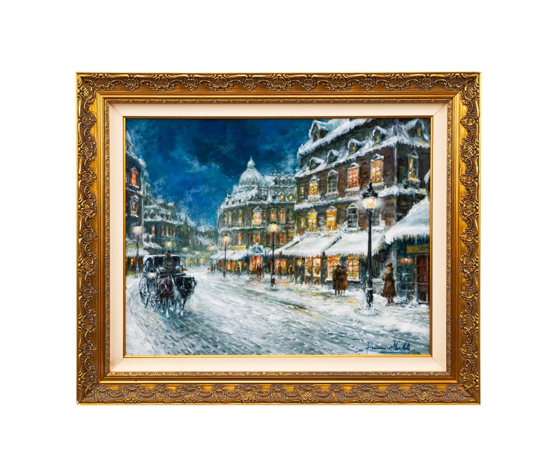 AMERICO MAKK, 'SILVER AND GOLD', OIL ON CANVAS: Americo Makk (Hungarian-American, 1927-2015). "Silver and Gold" - oil on canvas, signed "Americo Makk" to LR, signed, titled, and marked with artist stamp to verso. Framed. Provenance: Private