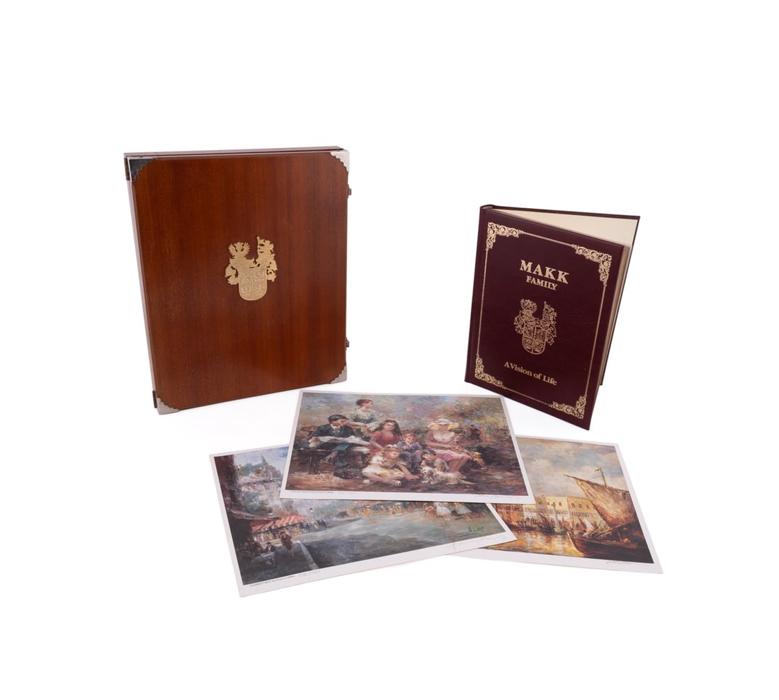 'MAKK FAMILY: A VISION OF LIFE', COLLECTOR'S ED.: Makk Family, "A Vision of Life" Art Book, Collector's Edition 542/1000. Honolulu, HI: Makk Studios - 1986. Red hardcover book signed by Americo Makk, Eva Makk, and A.B. Makk, three offset lithographs