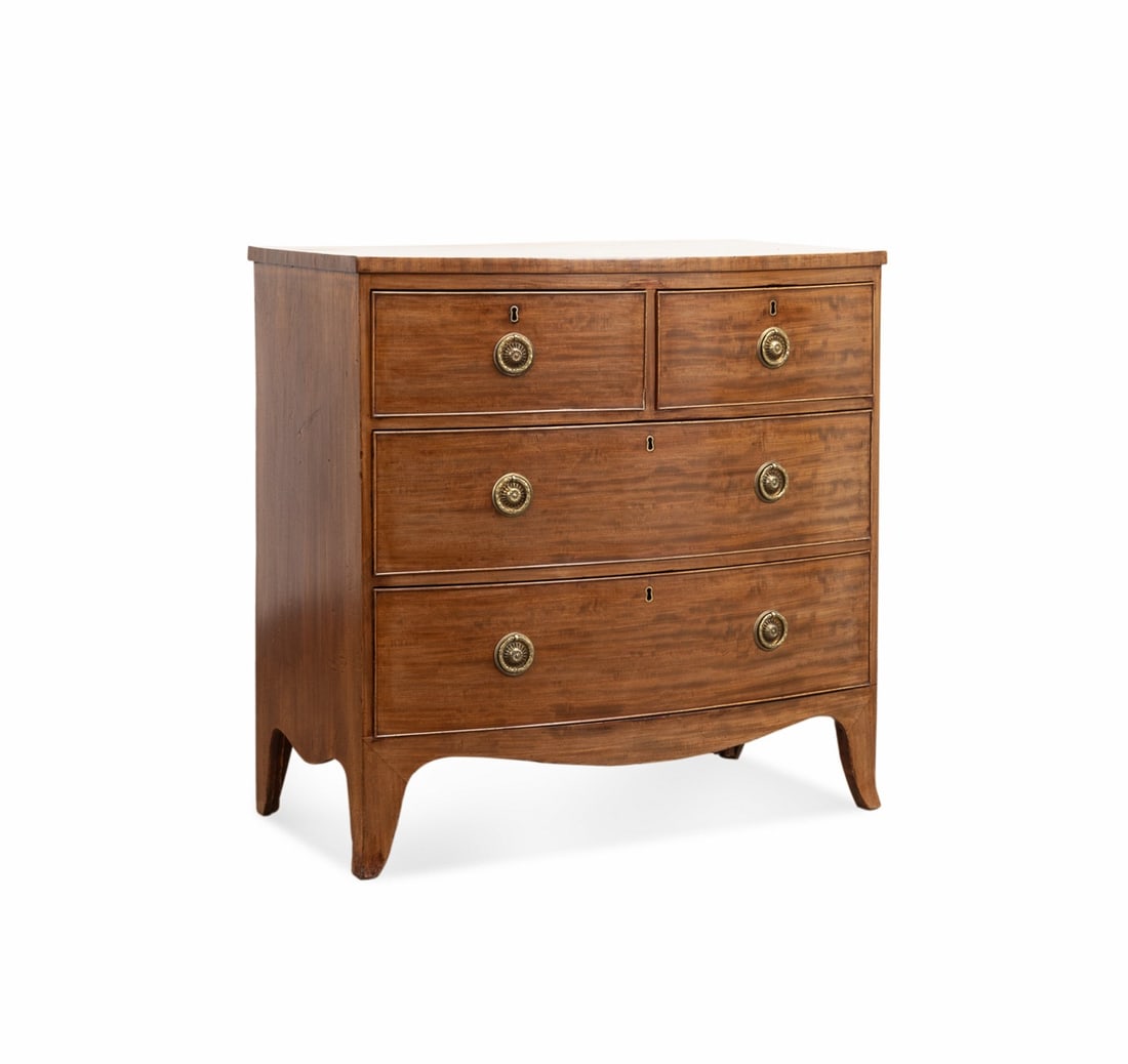 GEORGE III STYLE MAHOGANY BOW FRONT CHEST (1 of 6)