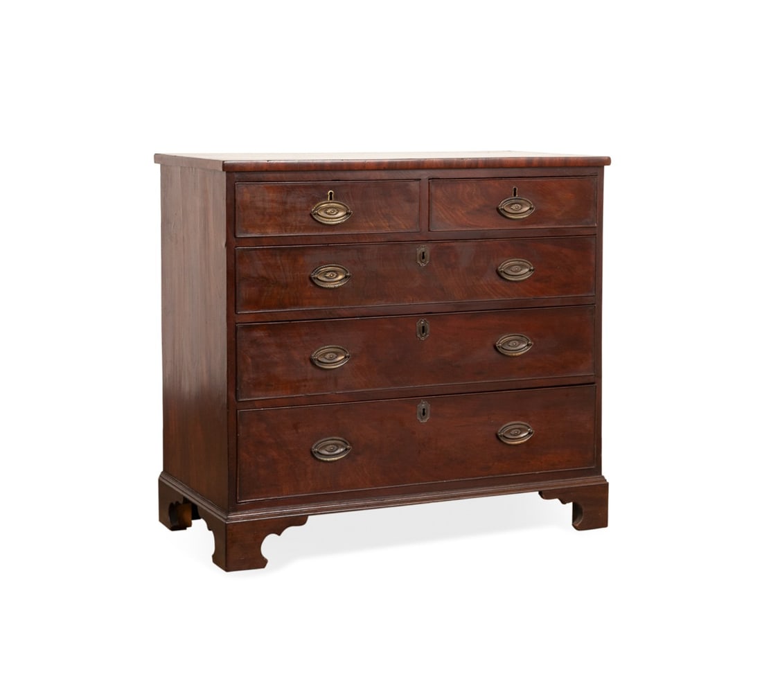 19TH C. GEORGIAN MAHOGANY CHEST OF DRAWERS (1 of 6)