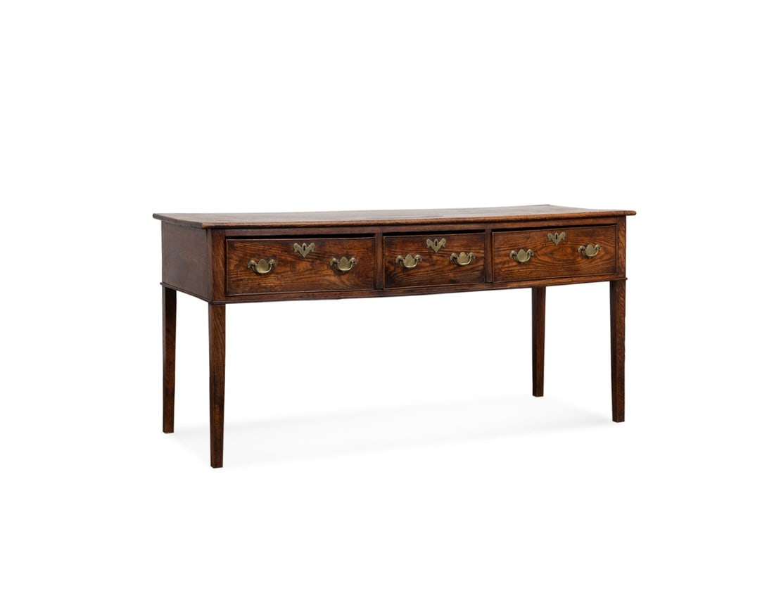 19TH C. GEORGIAN OAK THREE-DRAWER SIDEBOARD (1 of 5)