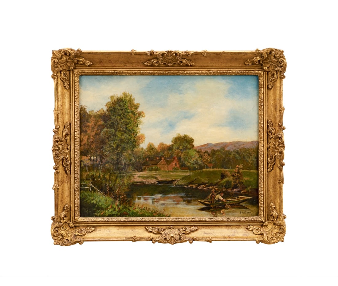 19TH C. ENGLISH SCH. FIGURAL COTTAGE LANDSCAPE OIL (1 of 6)