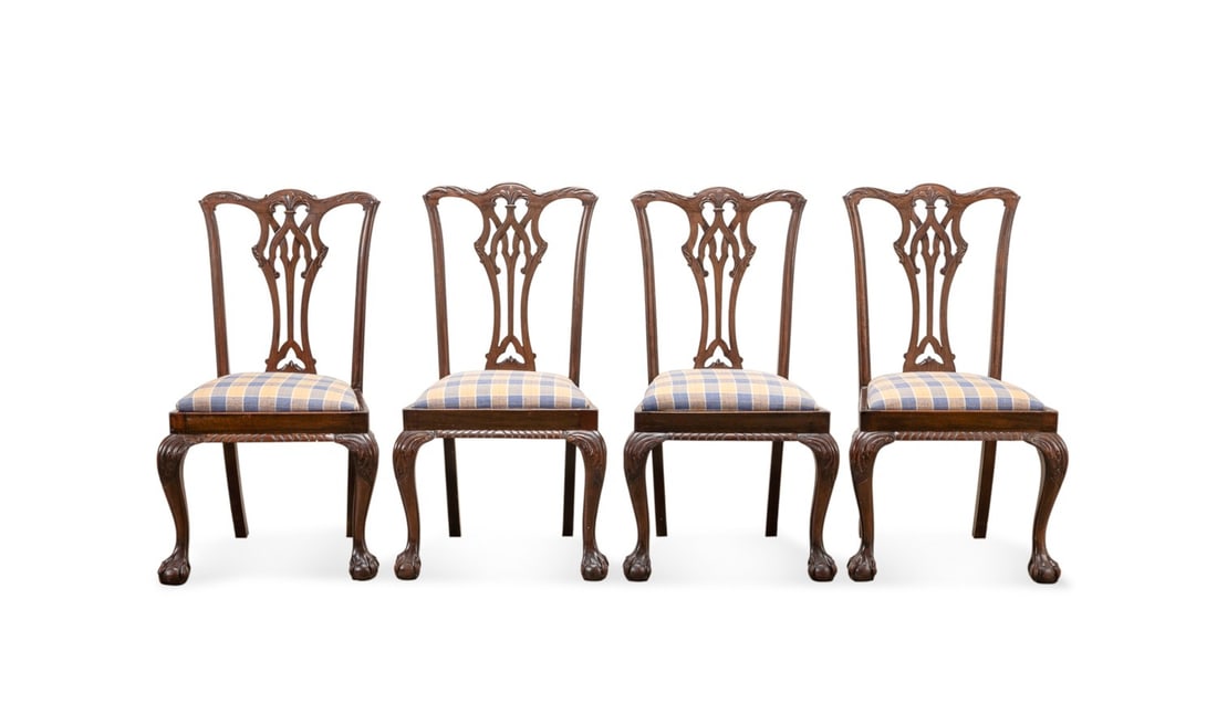 SET OF FOUR CHIPPENDALE STYLE MAHOGANY SIDE CHAIRS (1 of 6)