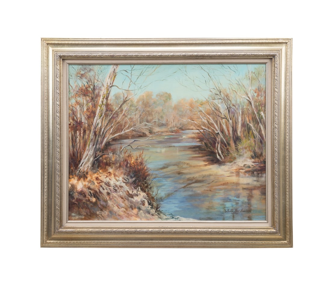 BETTY FOY SANDERS, POND LANDSCAPE FALL/WINTER, O/C (1 of 6)