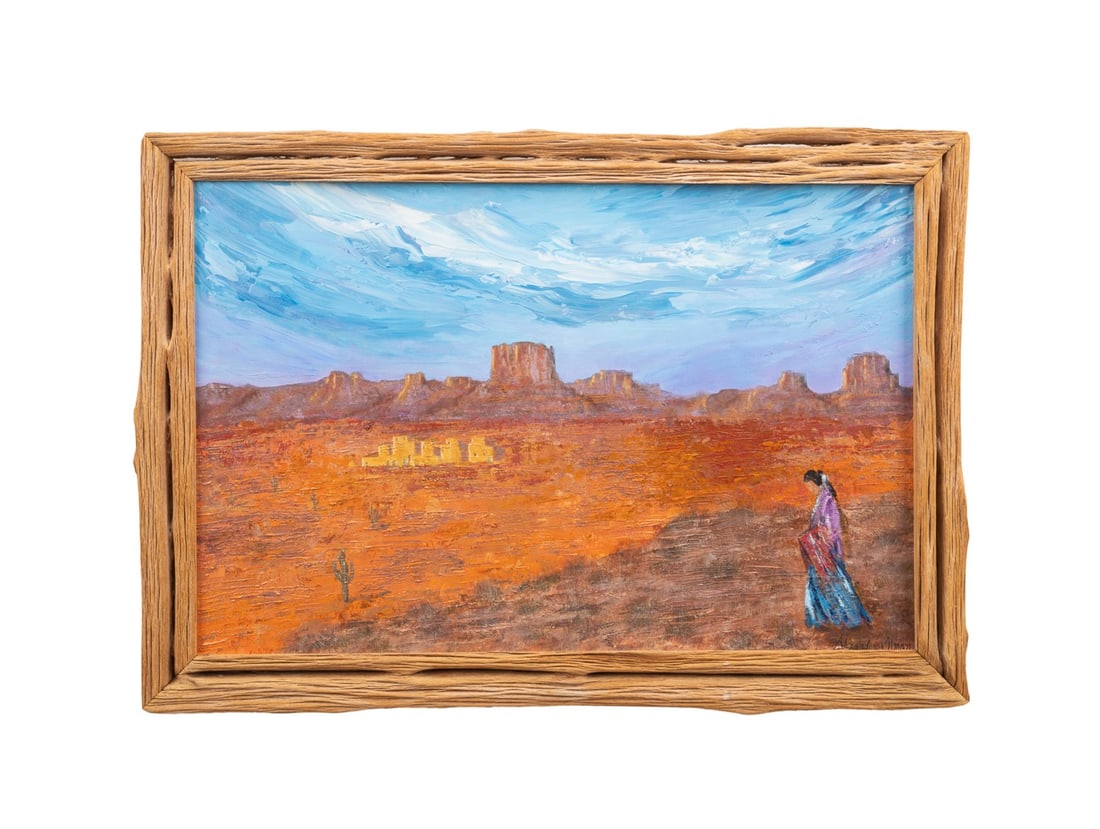 A. SIMON, WESTERN LANDSCAPE W/ INDIGENOUS WOMAN (1 of 8)
