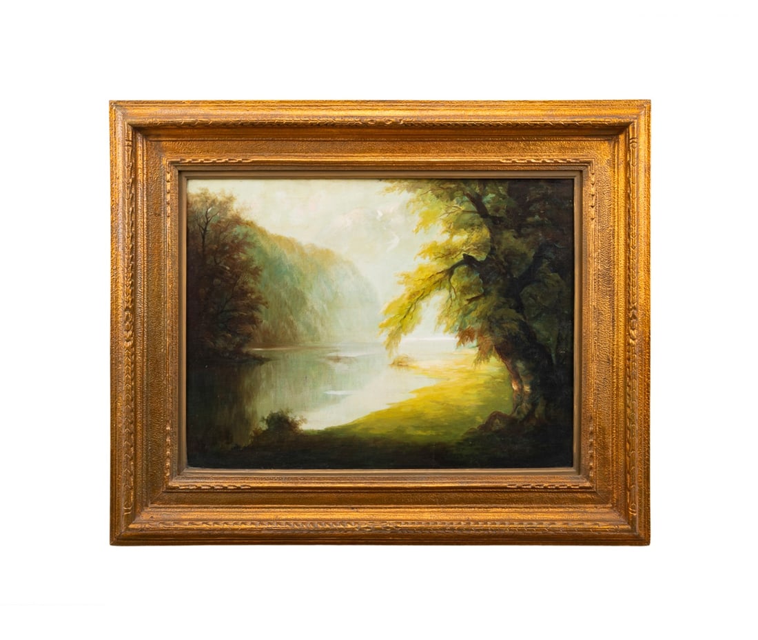 WOODED RIVER LANDSCAPE, 19TH/20TH CENT., O/B (1 of 5)