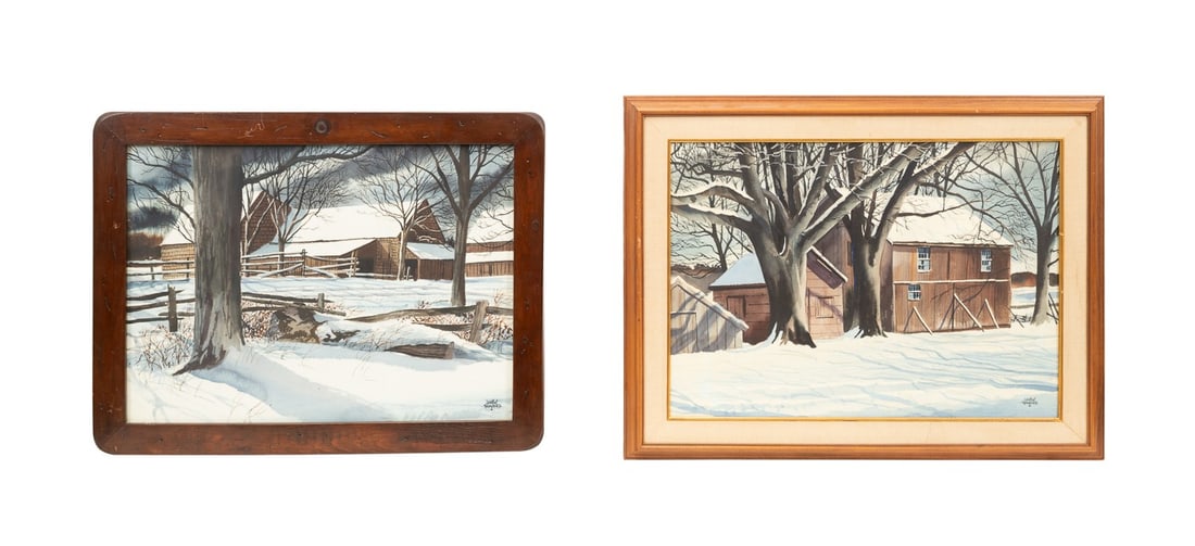 JOHN ROGERS, TWO WINTER LANDSCAPE WATERCOLORS (1 of 8)