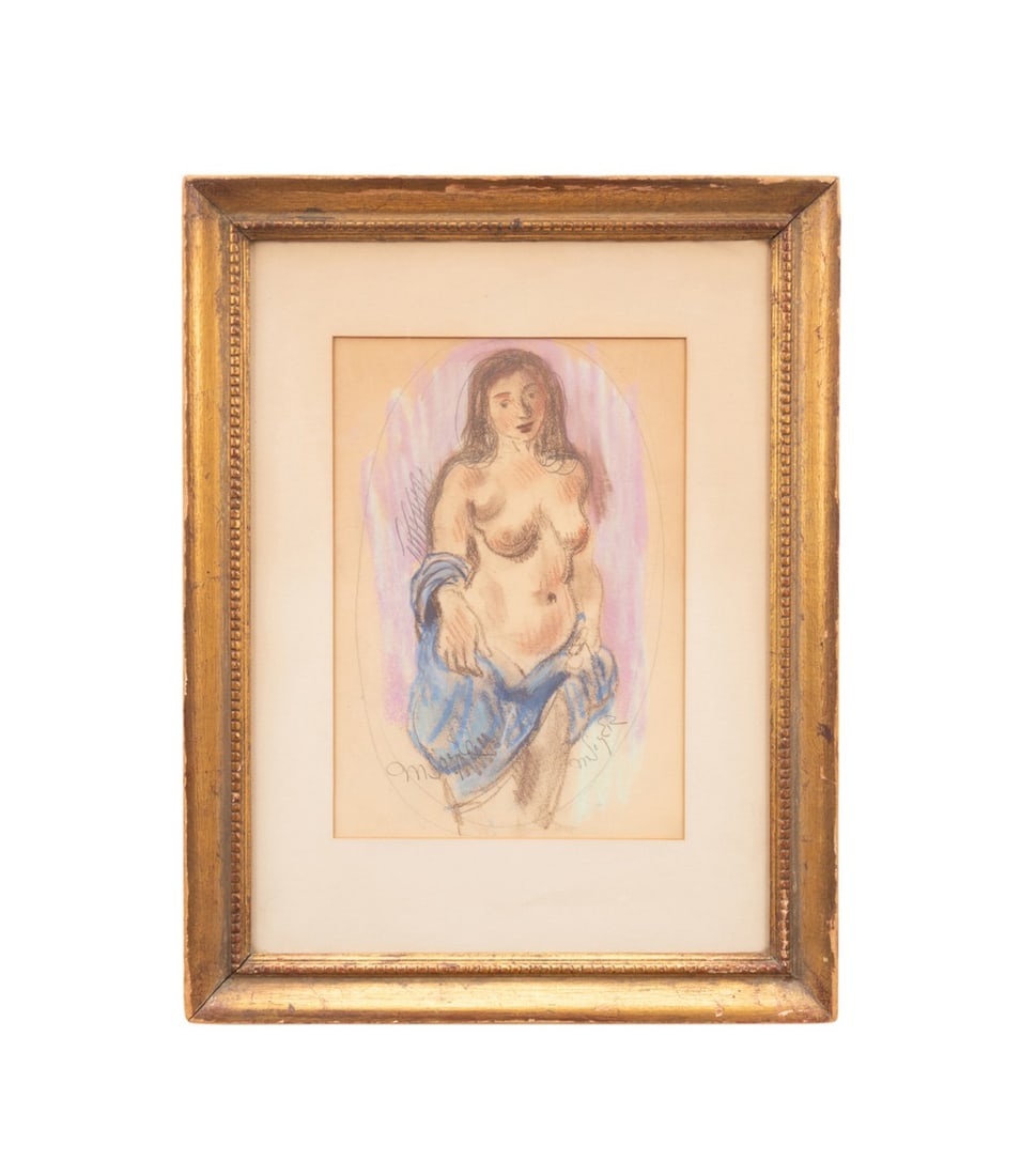 MOSES SOYER, PASTEL DRAWING OF NUDE WOMAN, SIGNED (1 of 5)