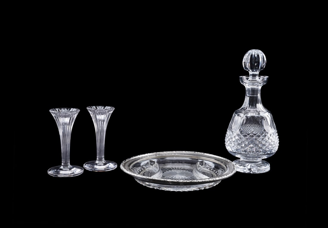 FOUR CRYSTAL TABLE ARTICLES INCL. STERLING MOUNTED (1 of 12)