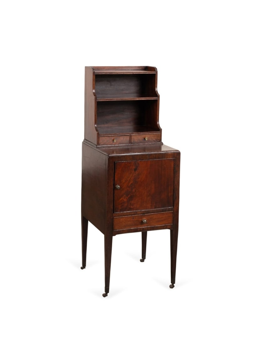 GEORGE III HEPPLEWHITE MAHOGANY BEDSIDE CABINET (1 of 7)
