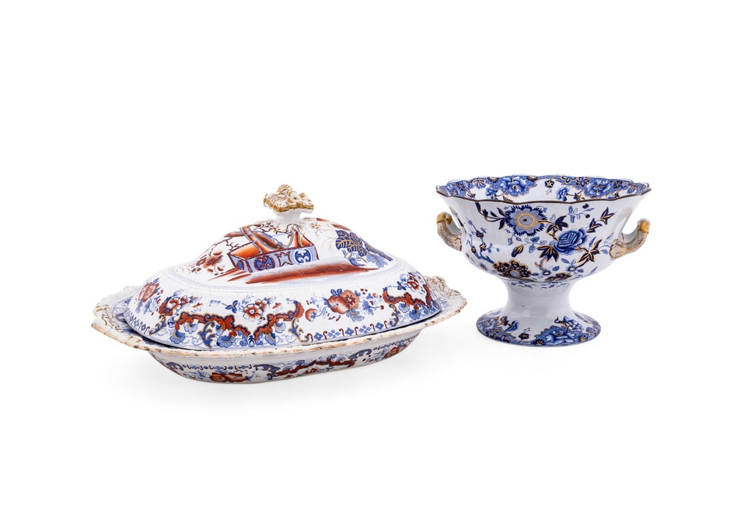TWO ENGLISH IRONSTONE TRANSFERWARE PIECES (1 of 14)