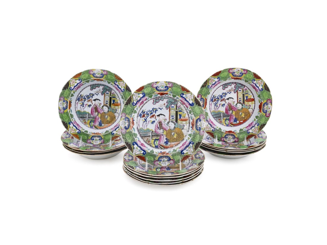 MASON'S, 15 'MOGUL' DINNER & SOUP PLATES, C. 1825 (1 of 5)