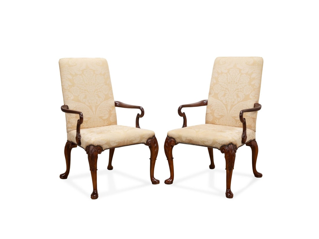 PAIR, BAKER STATELY HOMES GEORGE II ARMCHAIRS (1 of 7)