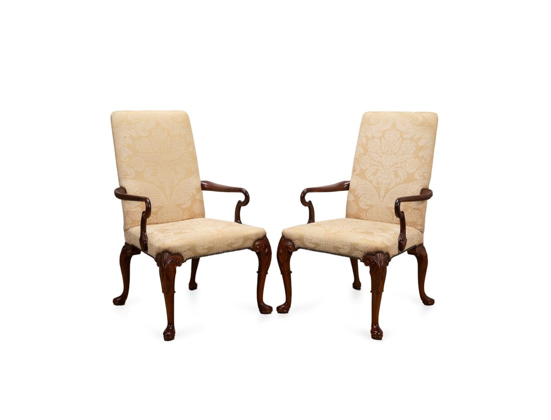 PAIR, BAKER STATELY HOMES GEORGE II ARMCHAIRS (1 of 7)