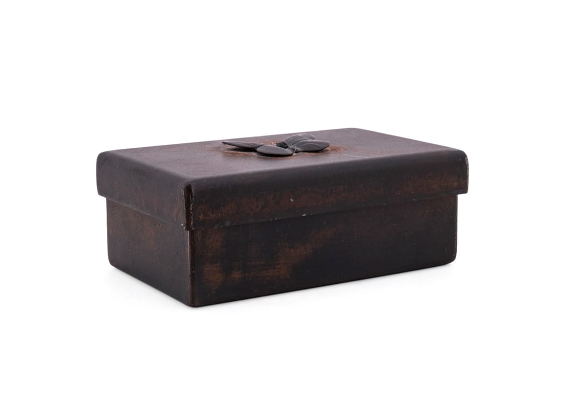 JAN BARBOGLIO LIDDED BUTTERFLY MOTIF IRON BOX (1 of 10)
