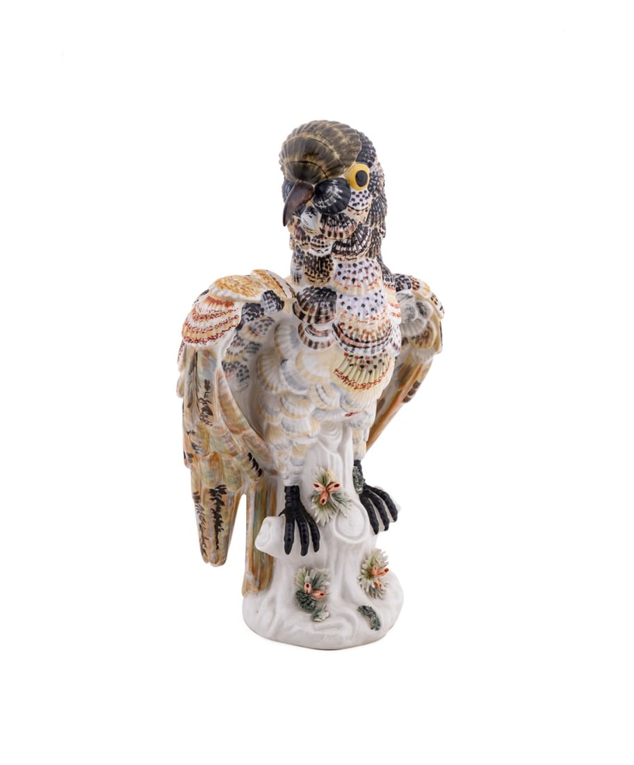 MOTTAHEDEH CERAMIC HAWK/PARROT FIGURINE, 20TH C. (1 of 8)