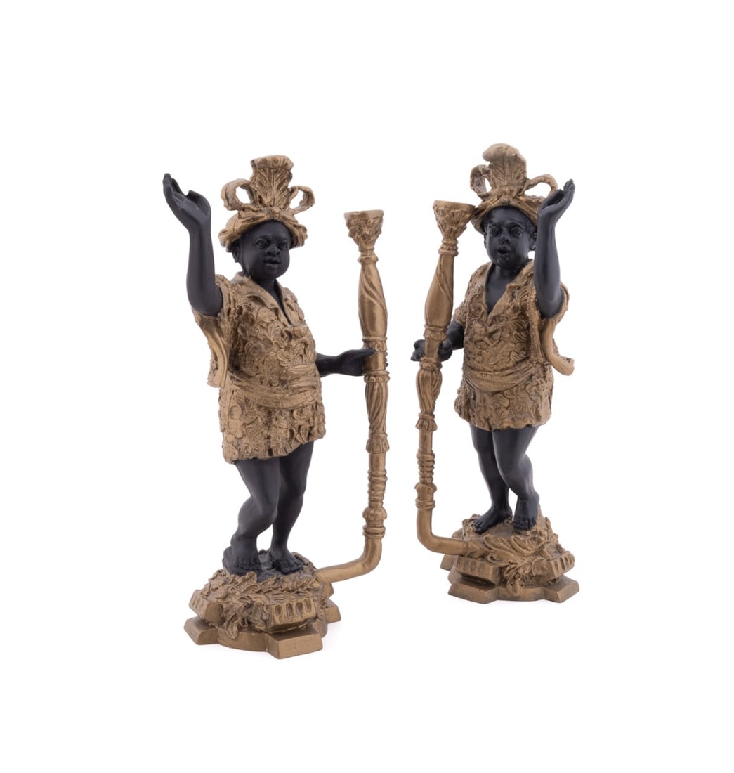 PAIR OF BLACKAMOOR FIGURAL CANDLESTICKS (1 of 8)