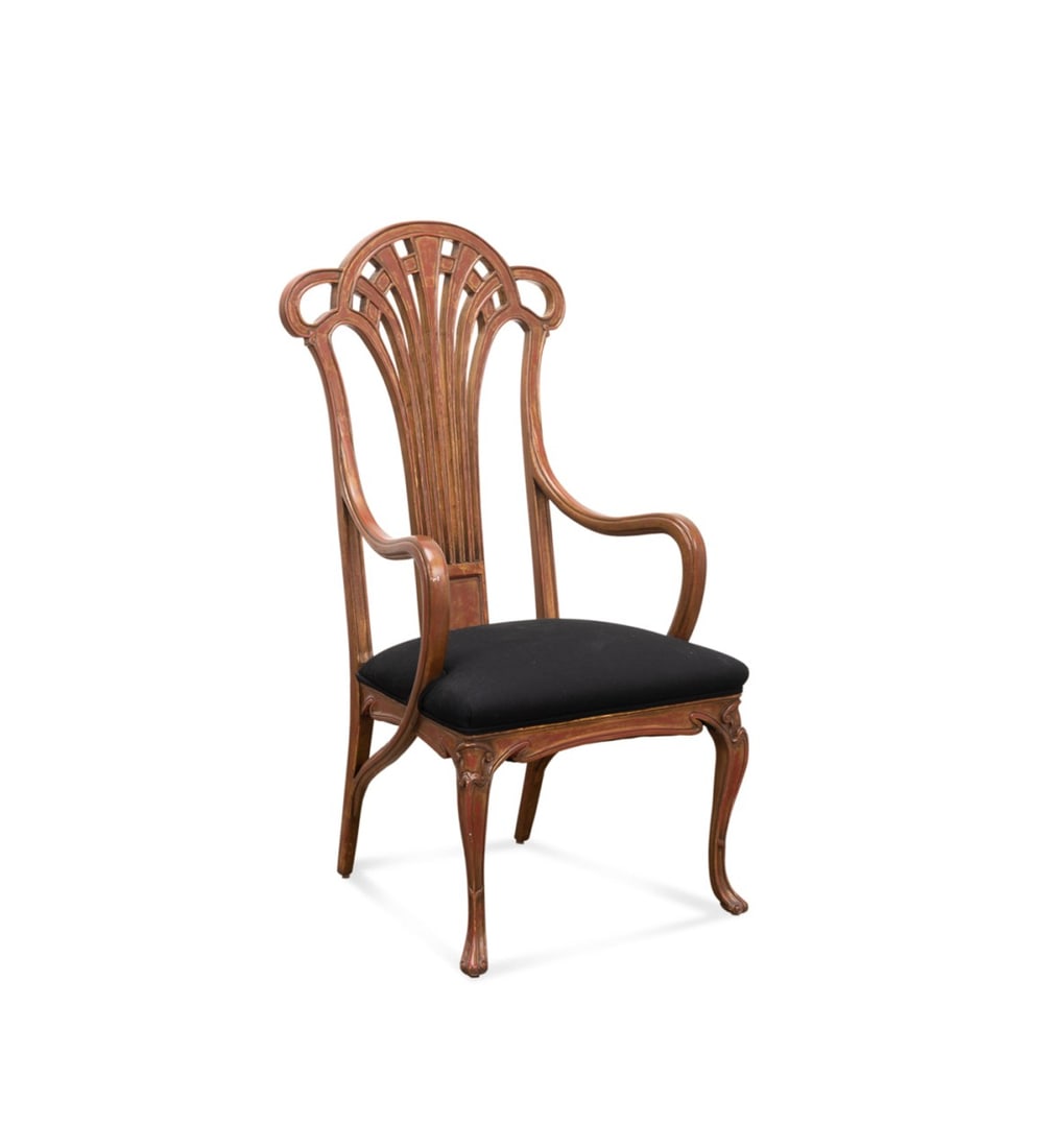 PAINTED PARCEL GILT ARMCHAIR, STYLE OF E. GAILLARD (1 of 6)