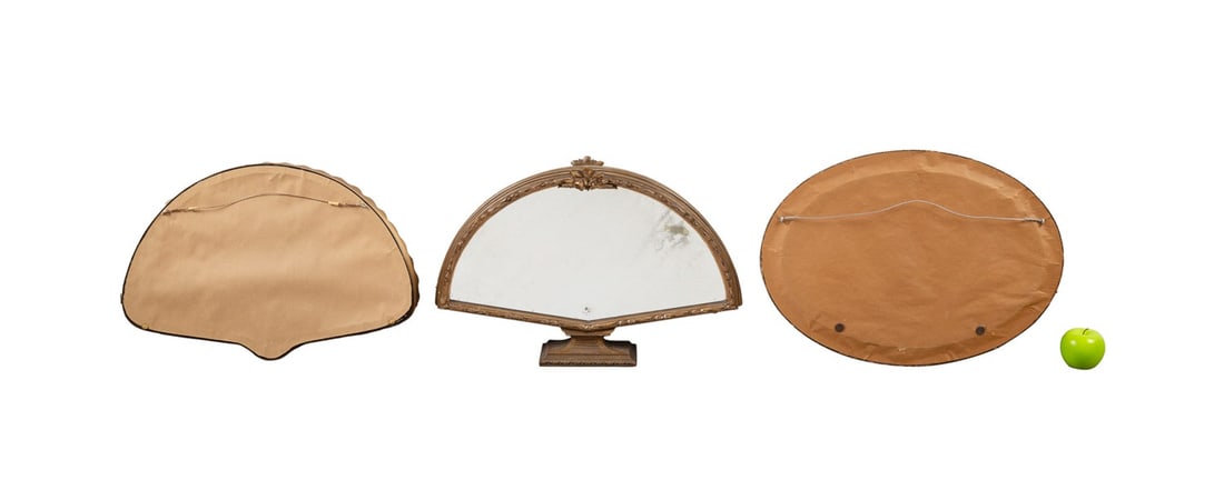 THREE ANTIQUE FRAMED FANS, ONE SIGNED 'H. PAU": American or European, 19th / 20th century. Collection of three framed painted folding hand fans comprising, a paper fan in a grain painted frame depicting a Classical scene with a Roman general and ma