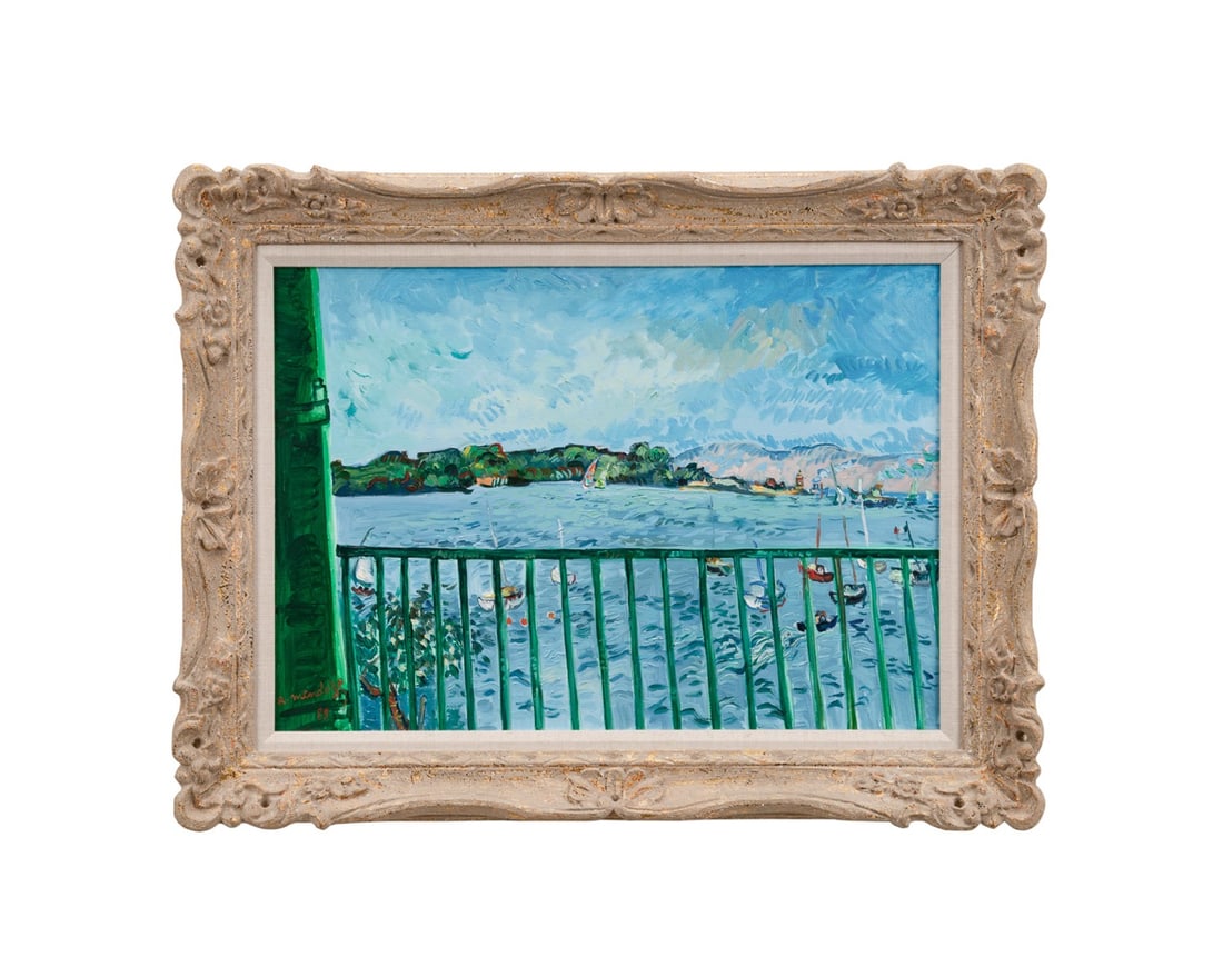 ROBERT MENDOZE, 'LE BALCON', 1989, OIL ON CANVAS: Robert Mendoze (French, 1930-2014). "Le Balcon" - 1989, oil on canvas, signed "R. Mendoze" and dated to LL, titled to stretcher. Framed. Provenance: Estate of Scott Hudgens and Jacqueline Casey Hudgen