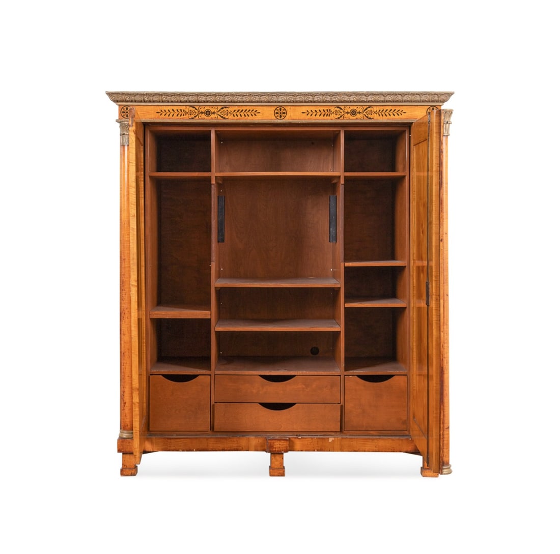 EMPIRE STYLE TIGER MAPLE DOUBLE DOOR ARMOIRE (1 of 6)