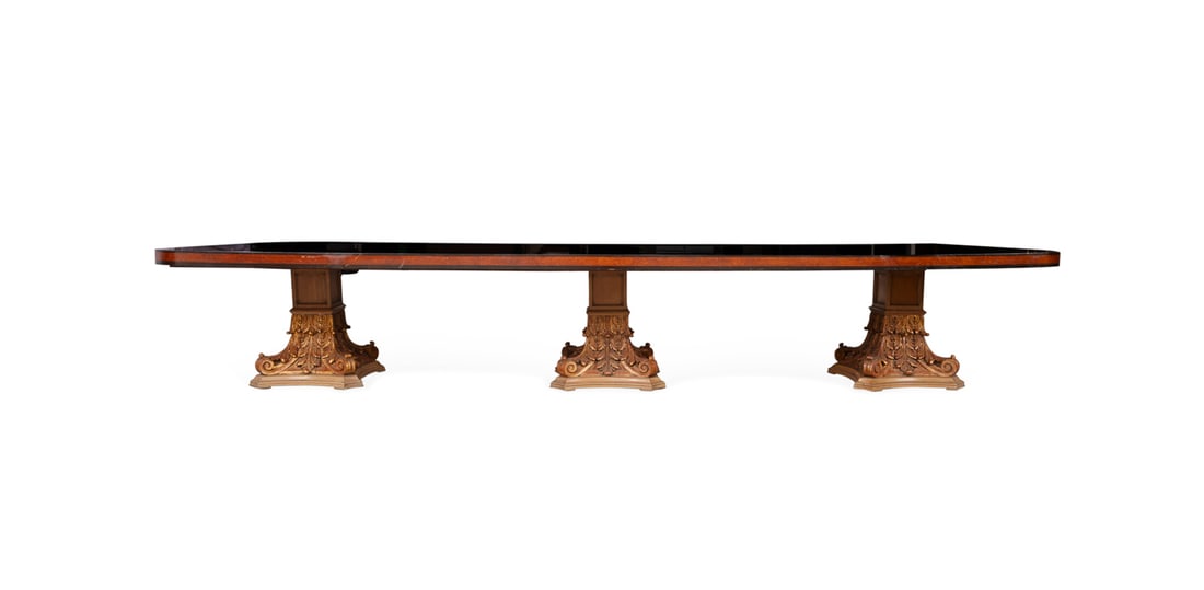 MONUMENTAL BAROQUE STYLE BURL WALNUT DINING TABLE (1 of 6)