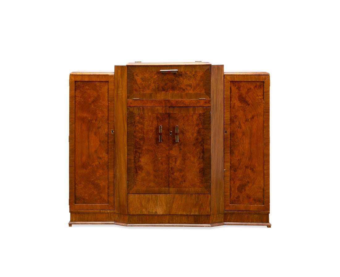 ART DECO BURLED WALNUT BAR CABINET (1 of 9)
