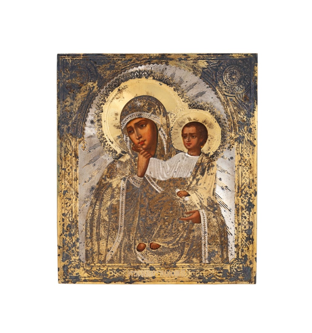 RUSSIAN ICON OF THE THEOTOKO WITH .875 RIZA (1 of 6)