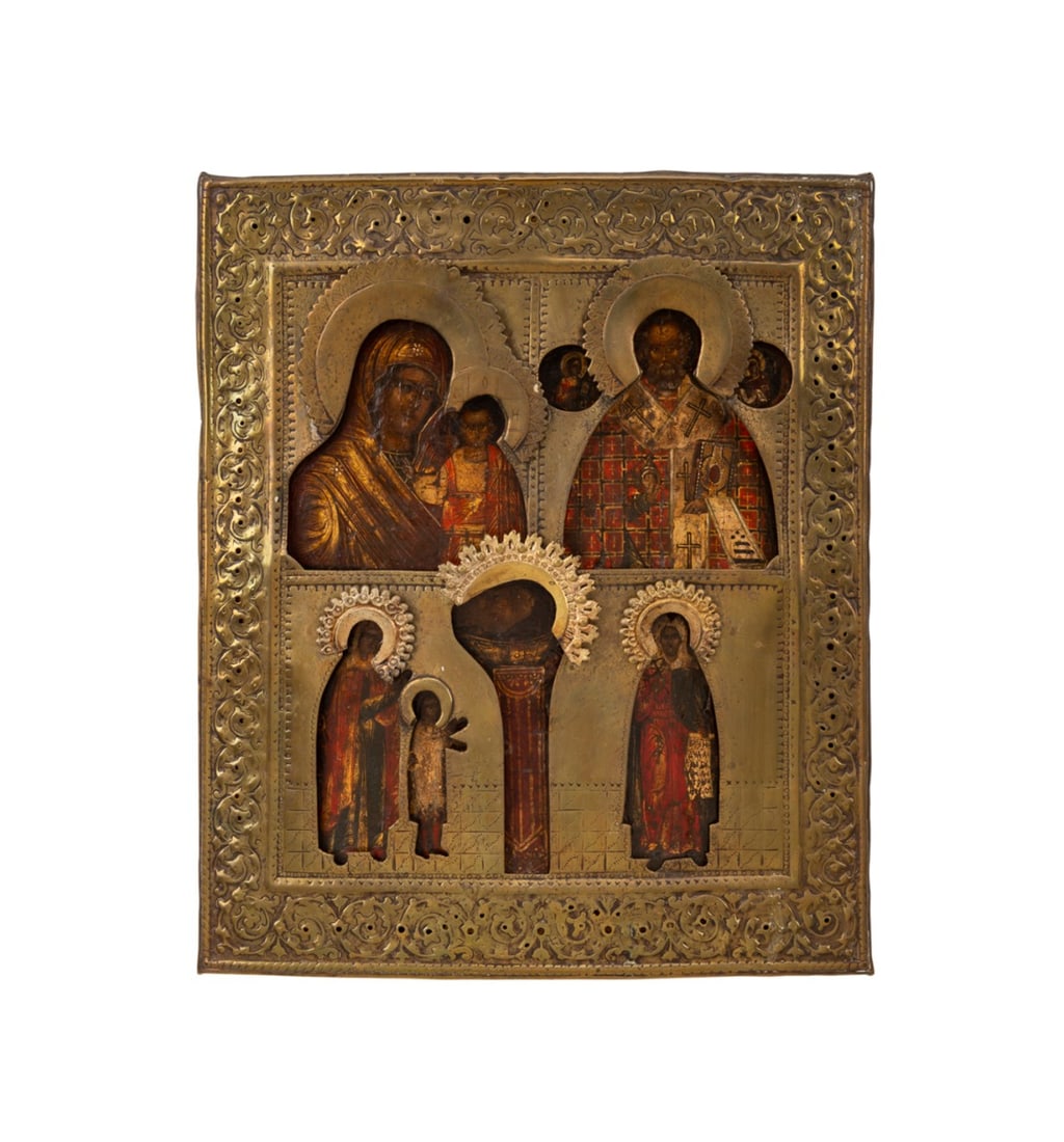 18TH C. MULTI-SUBJECT RUSSIAN ORTHODOX ICON (1 of 4)