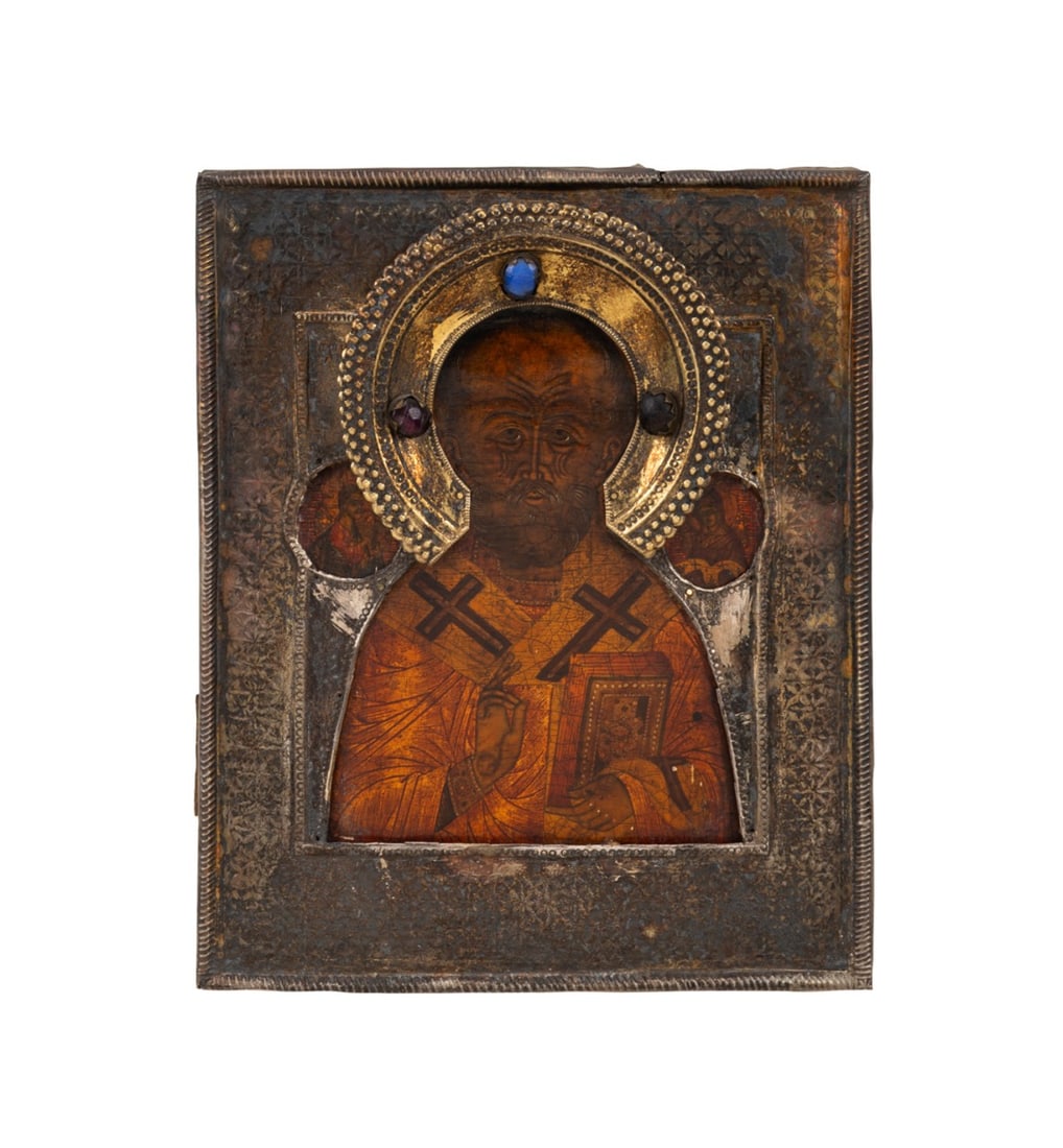 19TH C. RUSS. ICON ST NICHOLAS, MIRACLE-WORKER (1 of 4)