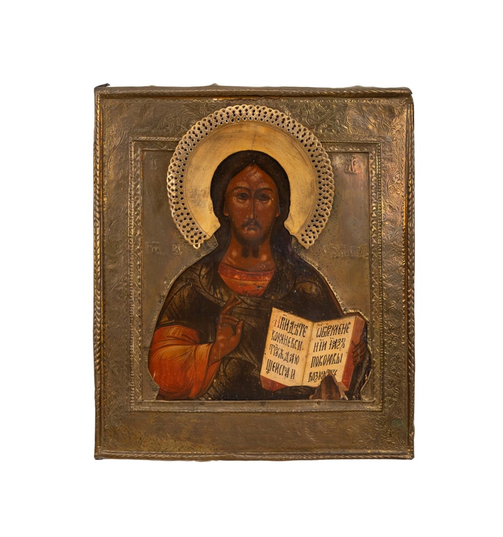 19TH C. RUSSIAN ORTHODOX CHRIST PANTOCRATOR ICON (1 of 4)