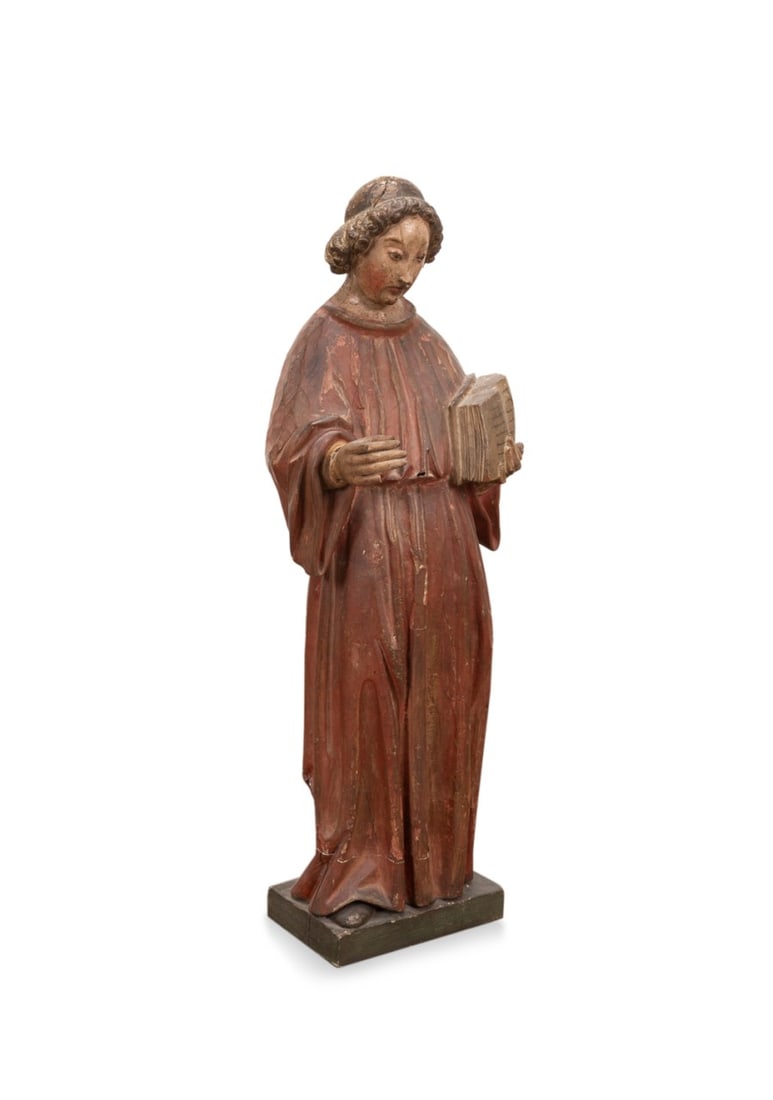 19TH C. CARVED POLYCHROME FIGURE OF ST. DOMINIC (1 of 7)