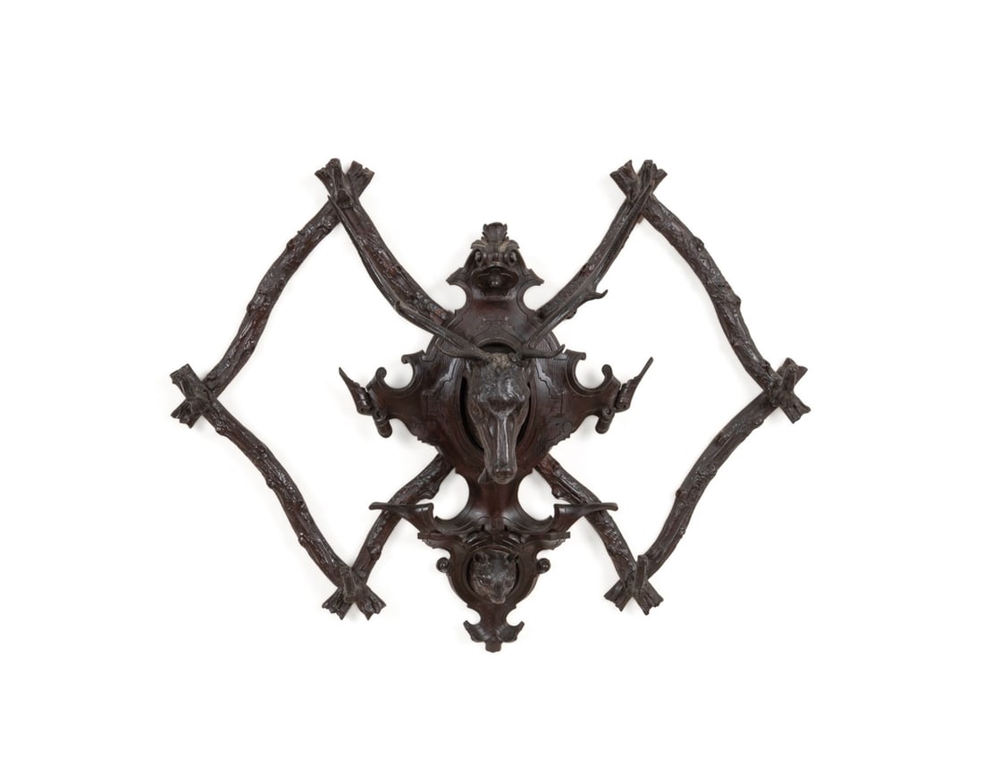 19TH C. BLACK FOREST STAG HEAD MOUNTED COAT RACK (1 of 4)