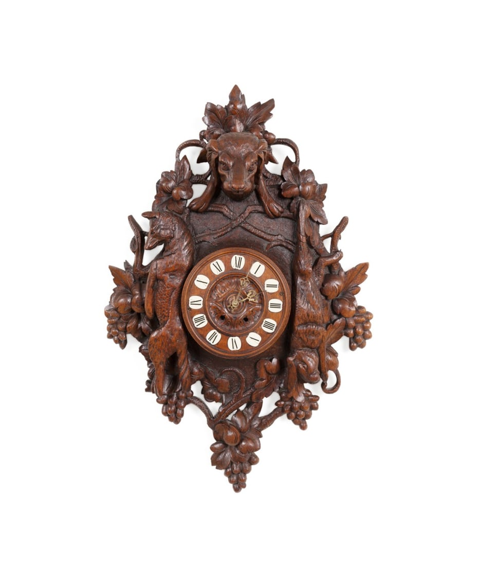 BLACK FOREST LARGE 19TH CENTURY OAK WALL CLOCK (1 of 6)