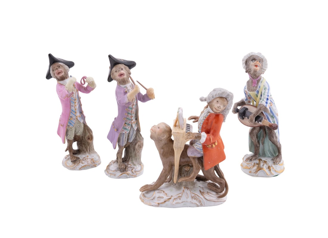 MEISSEN, 4 MONKEY ORCHESTRA FIGURINES (1 of 7)