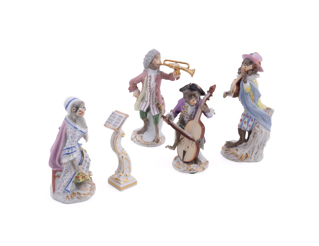 MEISSEN, 5 MONKEY ORCHESTRA FIGURINES (1 of 7)