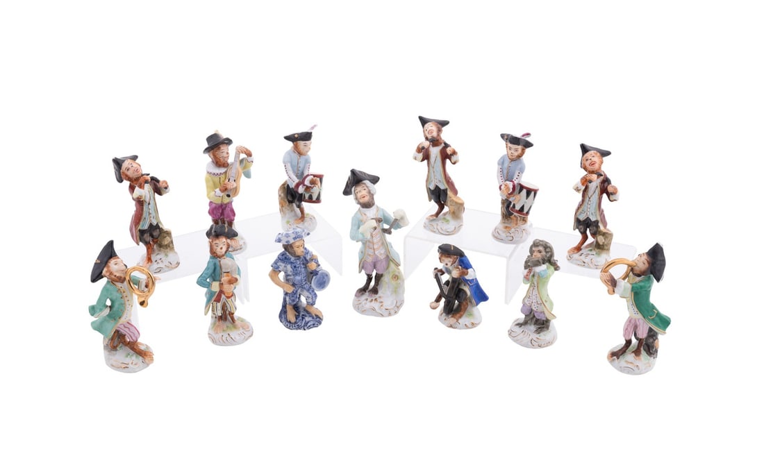 MEISSEN STYLE, 13 MONKEY ORCHESTRA FIGURINES (1 of 18)