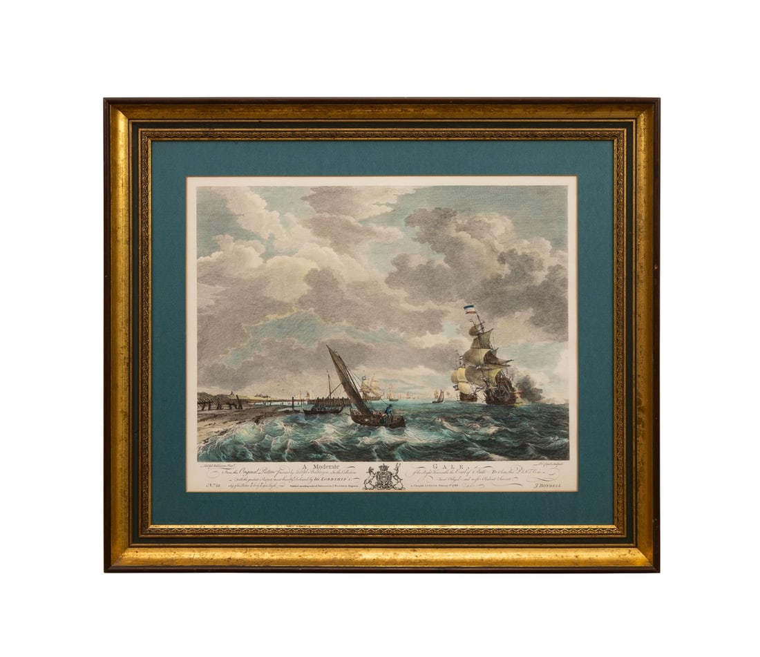 'A MODERATE GALE', 1766, HAND-COLORED ETCHING (1 of 7)