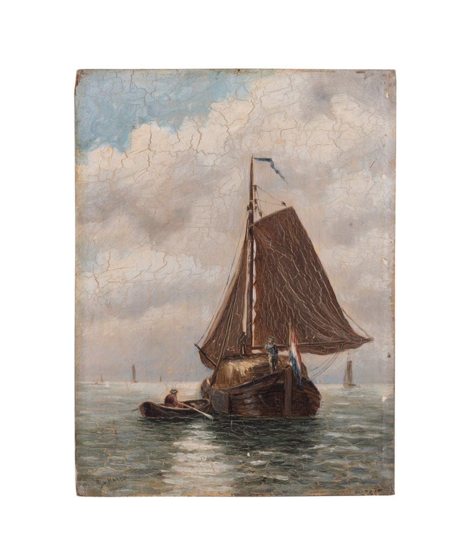 DIRK VAN HAAREN, FISHING BOAT, OIL ON PANEL (1 of 5)