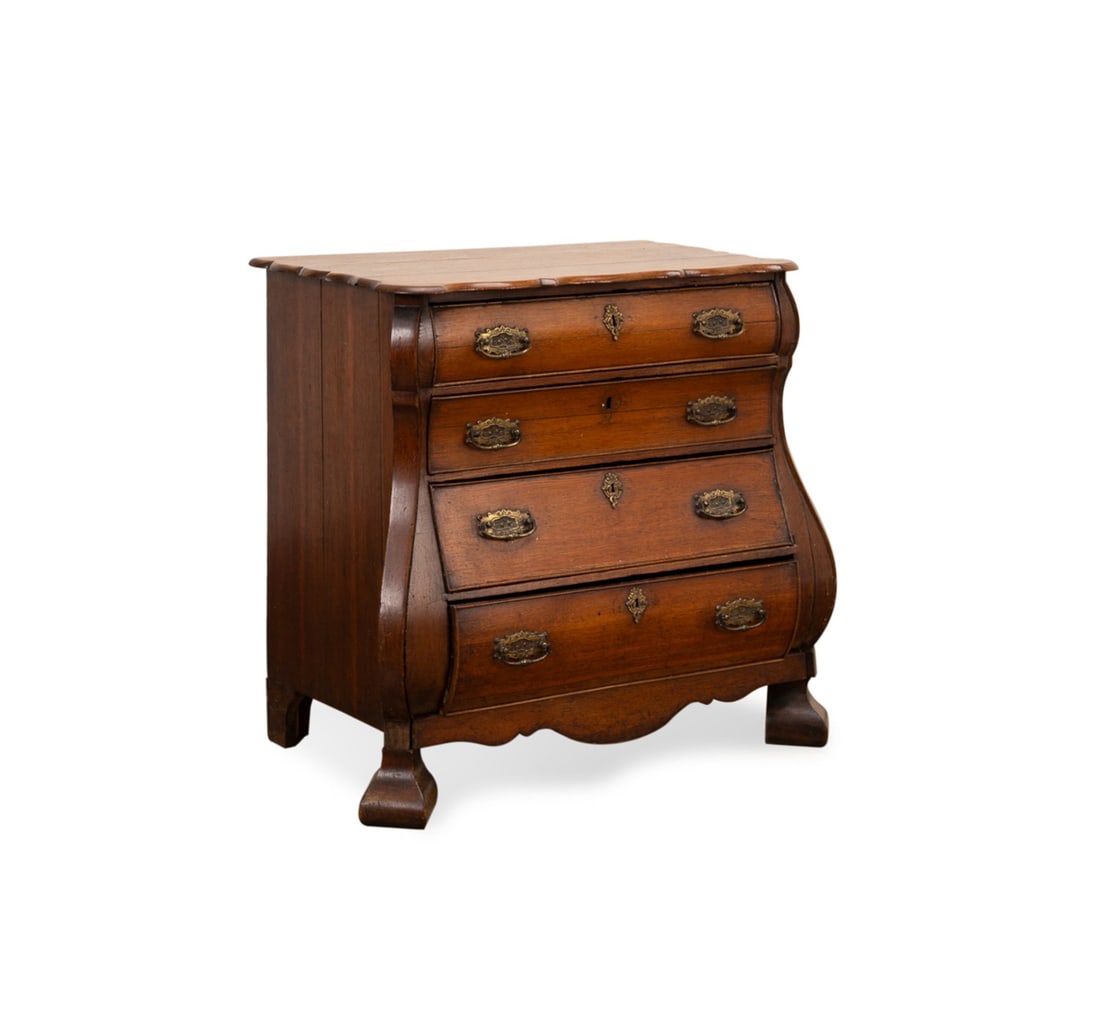 19TH C. BAROQUE OAK BOMBE CHEST OF DRAWERS (1 of 6)