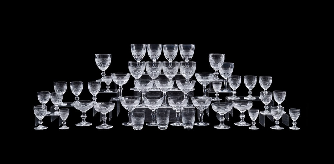 ASSEMBLED ST. LOUIS & ORREFORS STEMWARE, 45 PIECES (1 of 12)