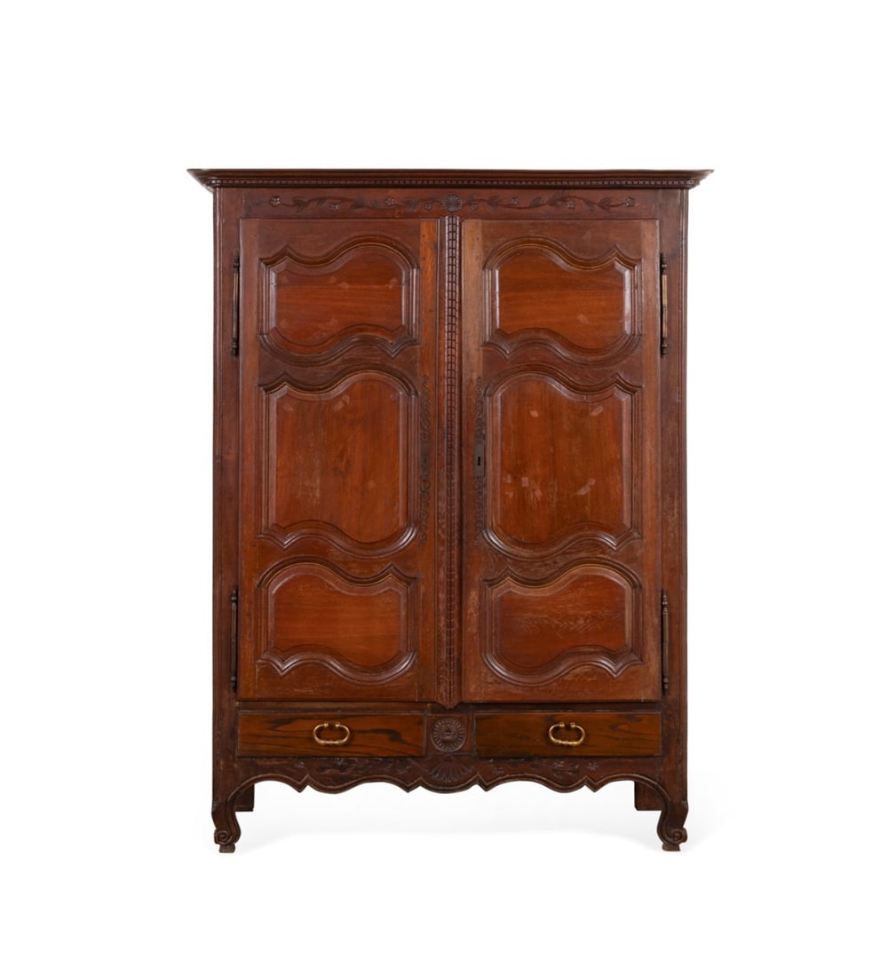 19TH C. FRENCH PROVINCIAL LOUIS XV WALNUT ARMOIRE (1 of 6)