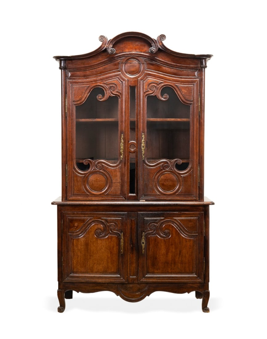 LOUIS XV STYLE GLASS DOOR OAK BUFFET A DEUX CORPS (1 of 5)