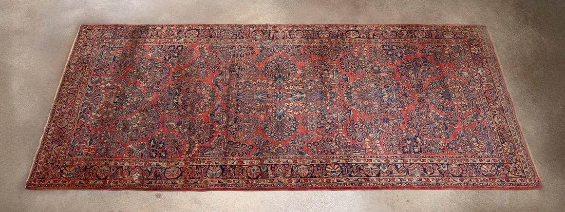 PERSIAN 20TH C. HANDWOVEN SAROUK, RED, BLUE, BEIGE (1 of 5)