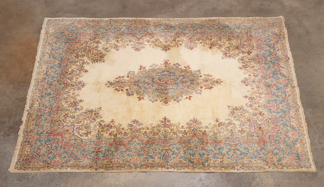 PERSIAN 20TH C. HANDWOVEN KERMAN RUG, PASTELS (1 of 5)