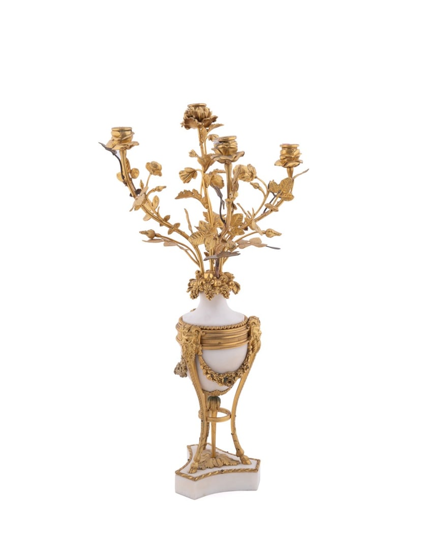 LOUIS XVI STYLE ORMOLU MOUNTED MARBLE CANDELABRA (1 of 7)